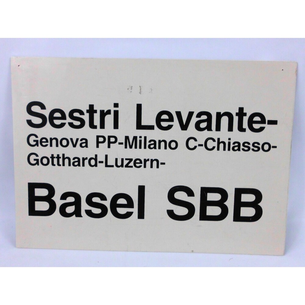 Vintage Rail Carriage Destination Sign Sestri Levante Italy Basel SBB 12x8 Train